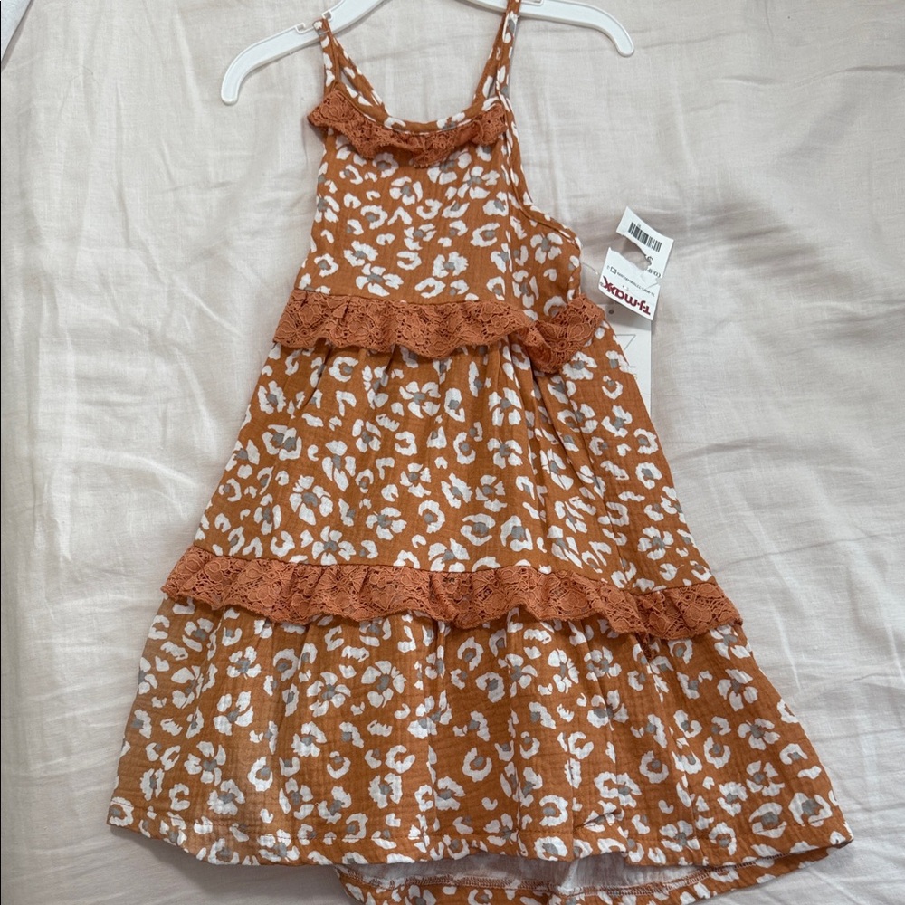 Leopard Print Kids Dress - Orange and White